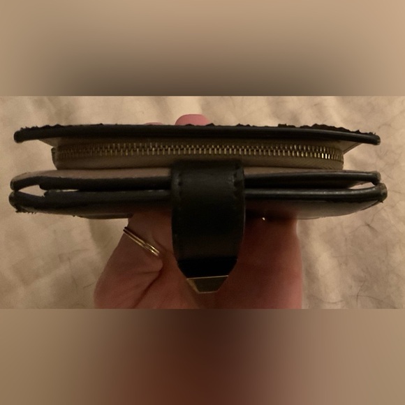 Fendi Black Leather Compact Wallet — Gold Pyramid Stud Closure - Picture 10 of 11